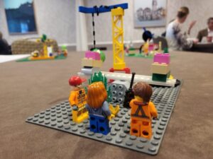 Lego scene with people in the background